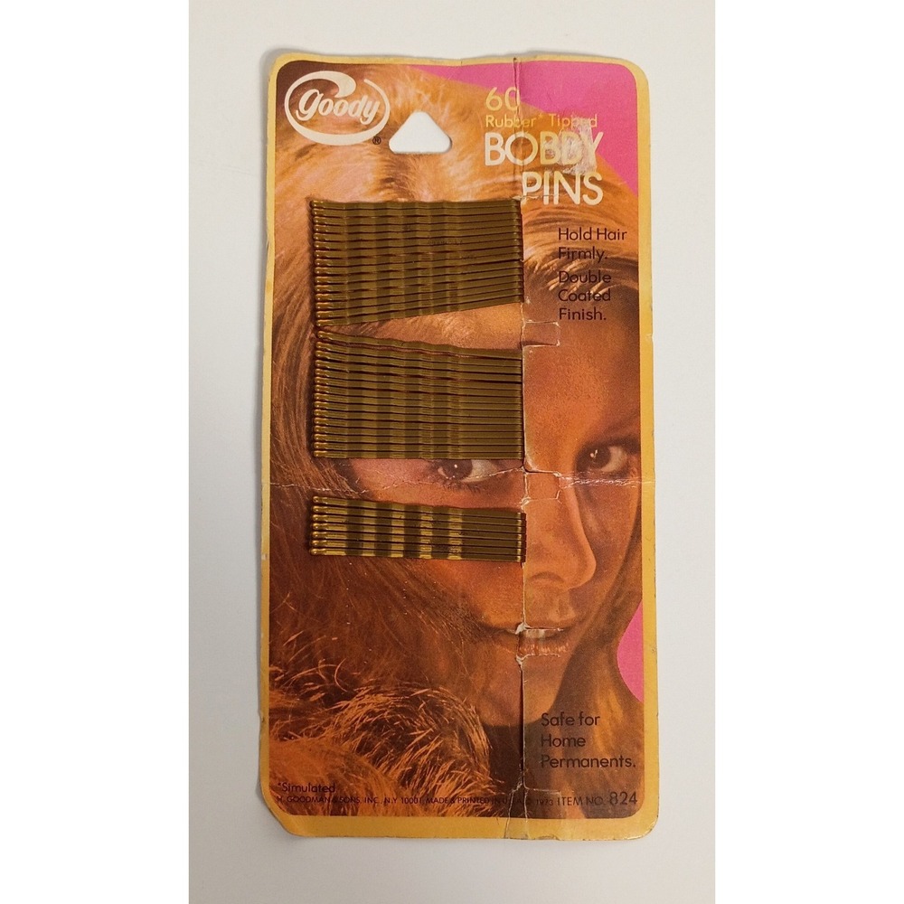 VINTAGE 1973 Goody Bobby Pins 37 Count RUBBER TIPPED 824
